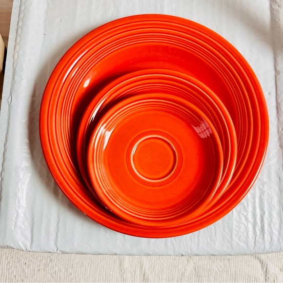 3 Piece Fiesta Persimmon Plates Modern Lead Free - Picture 11 of 11